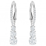 Stilla Attract hoop earrings Round cut, White, Rhodium plated